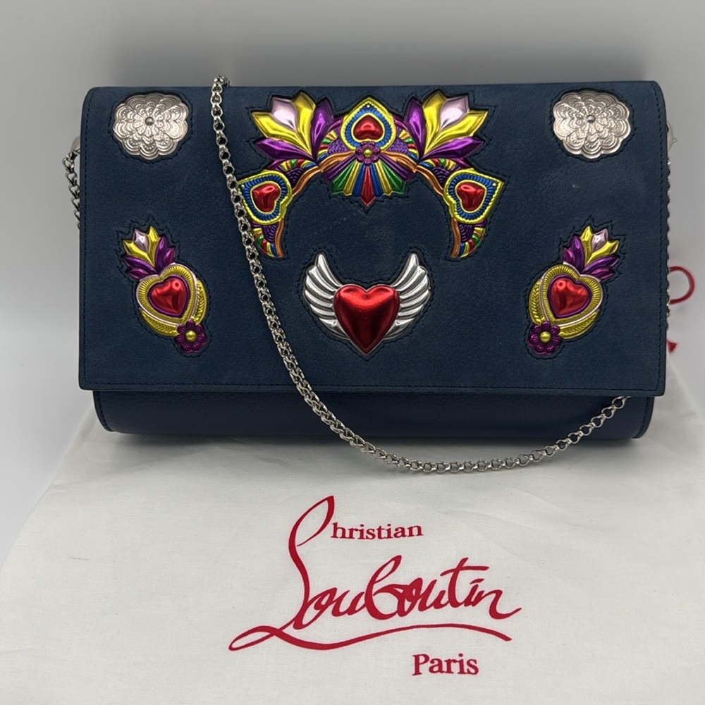 Christian Louboutin Paloma Heart Mexiloubi Calf Crossbody Clutch Bag - Picture 3 of 14